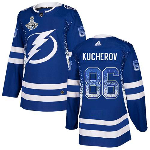 Men Adidas Tampa Bay Lightning 86 Nikita Kucherov Blue Home Authentic Drift Fashion 2020 Stanley Cup Champions Stitched NHL Jersey